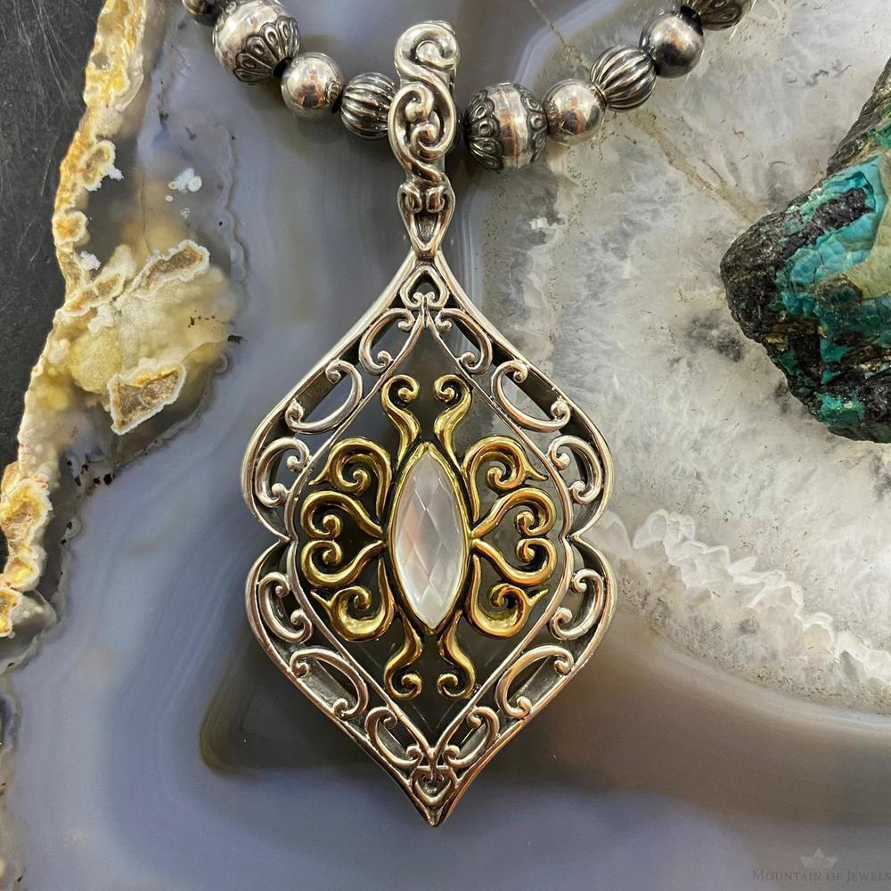 Carolyn Pollack Vintage Southwestern Style Sterling & Brass Moonstone Pendant